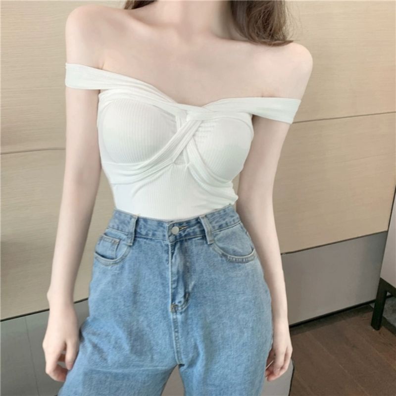 MDLV ~ 0460# Versatile Halter Neck Crop Top Atasan Kemben Import Fashion Import