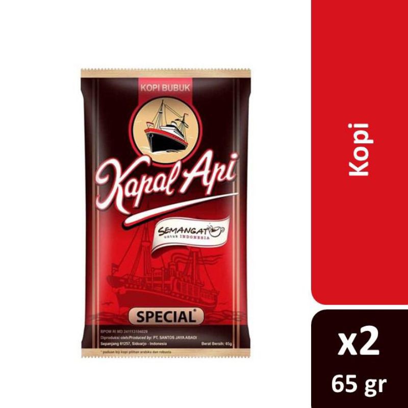 

2X KOPI KAPAL API SPECIAL 65 GRAM KOPI HITAM BUBUK