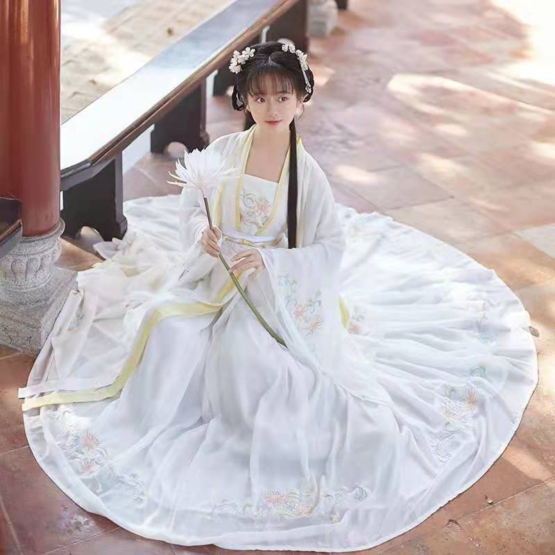 Original women's Han Chinese clothing [flower hidden] placket waist-high ruqun Chinese traditional H