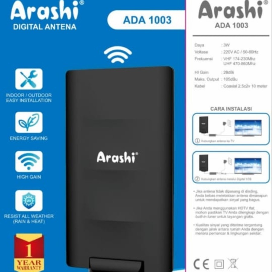 ARASHI ADA 1003 - Antena Tv Digital Indoor Outdoor Booster