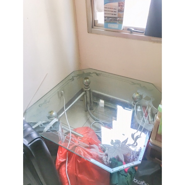 PRELOVED MEJA STAINLESS STEEL KACA