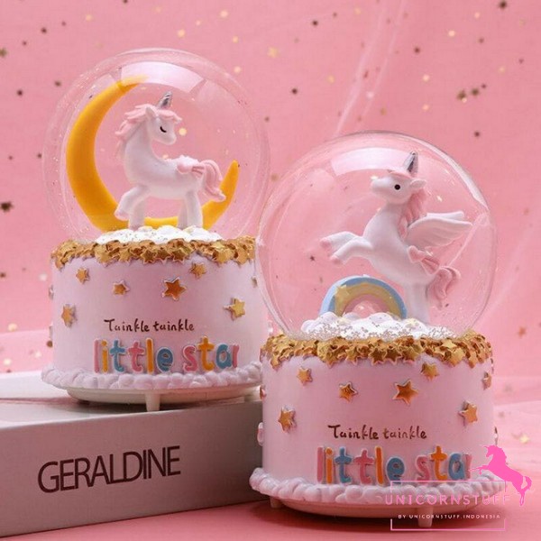 Lampu Hias Snowball Unicorn Kotak Musik Kamar Anak Kado Anak Mainan Cewek Snow Ball Perempuan Kado Hadiah