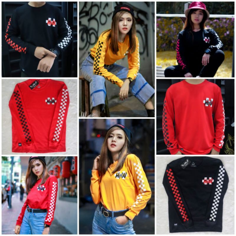 H&W CATUR - KAOS PANJANG COWO CEWE - KAOS COUPLE - T SHIRT