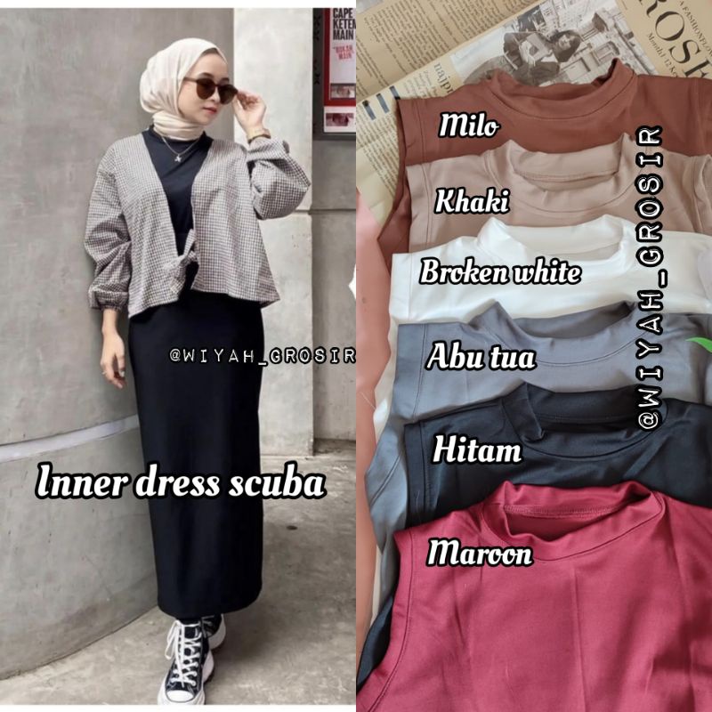 INNER DRESS SCUBA TANPA LENGAN / INNER DRESS SCUBA / TEBAL / LONG DRESS INNER / INNER TANPA LENGAN