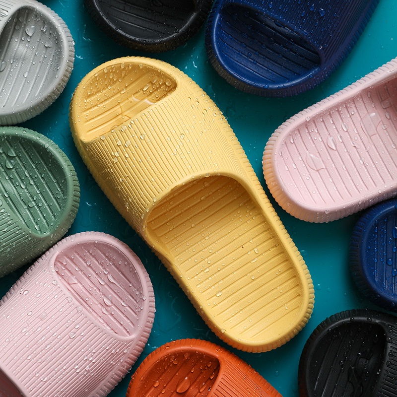T&amp;Y  Sandal Slop Karet Tebal Polos Garis Rumah Berkualitas 6493 Sendal Kamar Mandi EVA Empuk Sendal Karet Couple Garis Home Slipper Anti Slip Wanita Pria Gaya Korea Murah Import