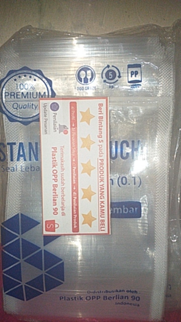 Plastik Standing Pouch / Plastik Makanan Kemasan Berdiri 12x20 Cm