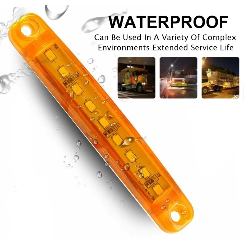 [1 Pcs Car Warning Side Light 24V LED Lights ] [Car Truck Marker 9 LED Strip Waterproof  Lamp]