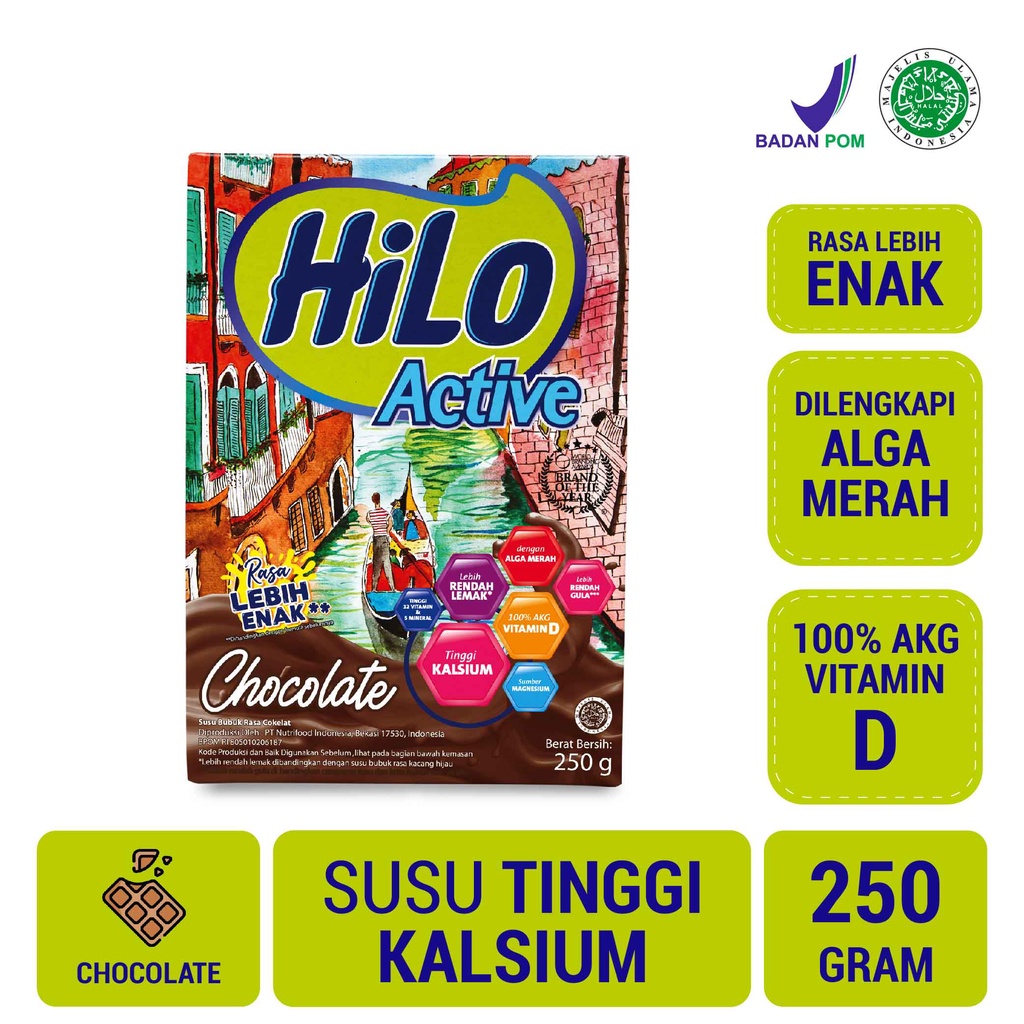 

HiLo Active Chocolate 250g - Susu Tinggi Kalsium Lebih Rendah Lemak