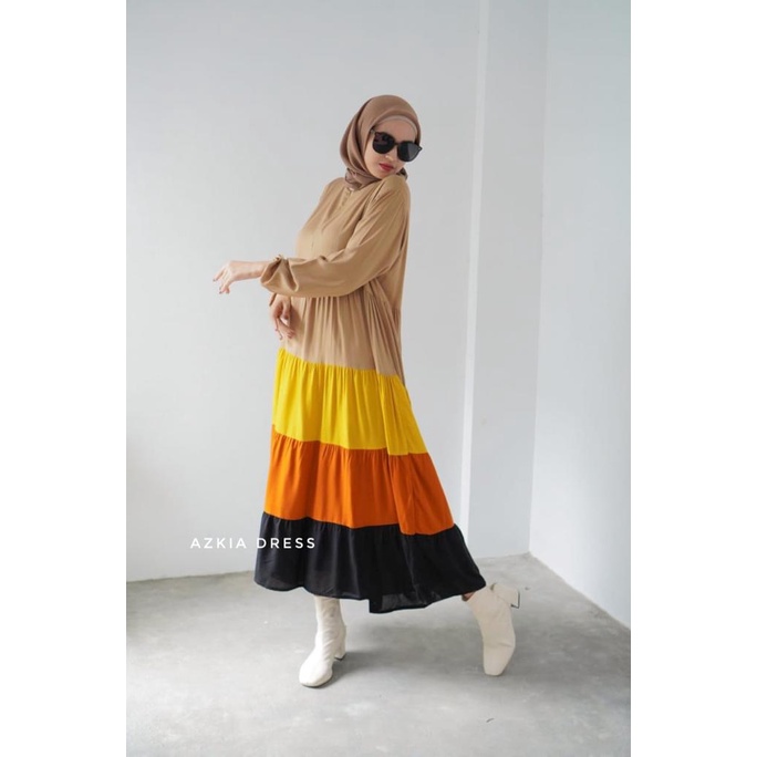 MIDI DRESS RAYON PREMIUM RAINBOW PASTEL FULL COLOR | AZKIA DRESS MIDI | LONG TUNIK | HOMEDRESS LONG 