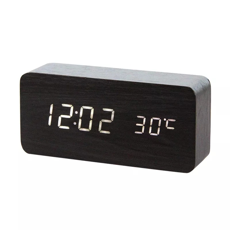 Jam Digital Kayu LED Weker / Digital Wood Alarm LED Clock