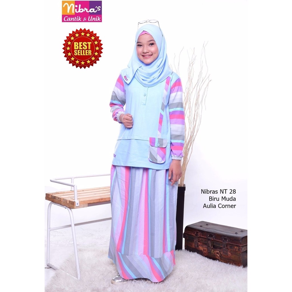 PROMO Busana Muslim Terbaru Nibras NT 28 Biru Muda Baju Gamis Remaja