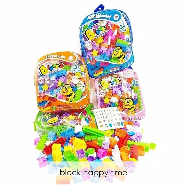 tas ransel blocks block happy time mainan anak cewek cowok balok lego puzzle toys hadiah kado ultah