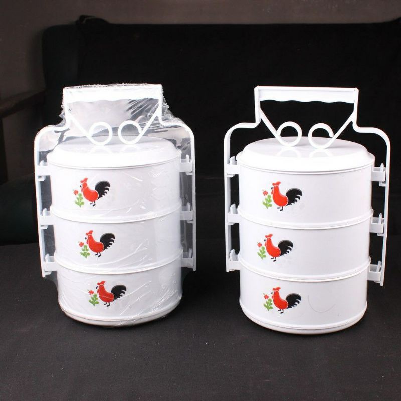 Rantang plastik ayam jago 3 susun (Ade)