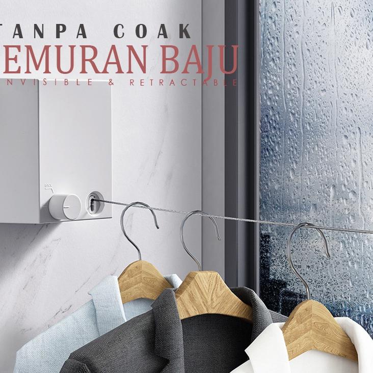 Terkini Jemuran Baju Portable Indoor Outdoor Retractable Tali Clothesline Bahan Stainless ☼