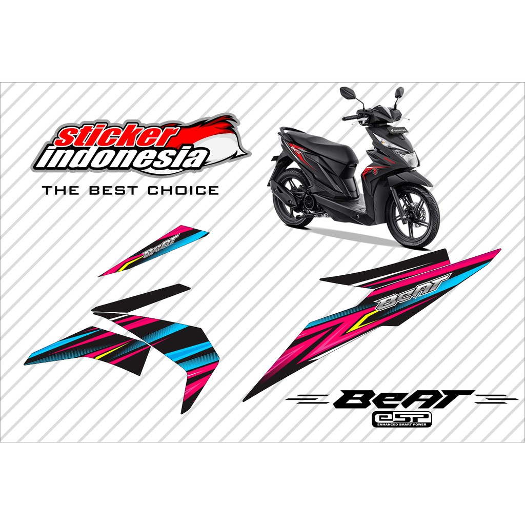 Sticker Striping Motor Beat Street / Beat Fi Esp / Beat Iss / Beat Fi New MAGENTA BIRU