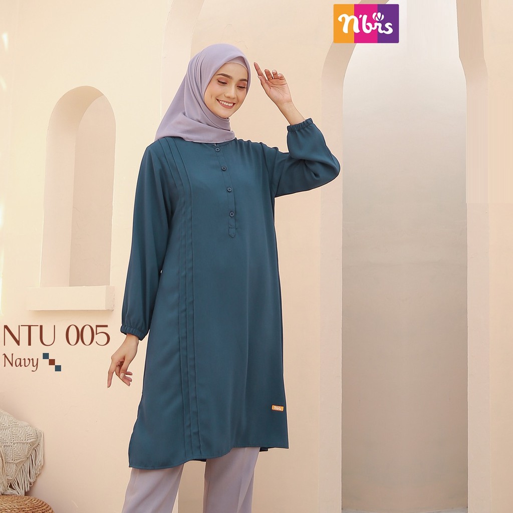 BAJU ATASAN TUNIK WANITA NIBRAS NTU 05 NAVY
