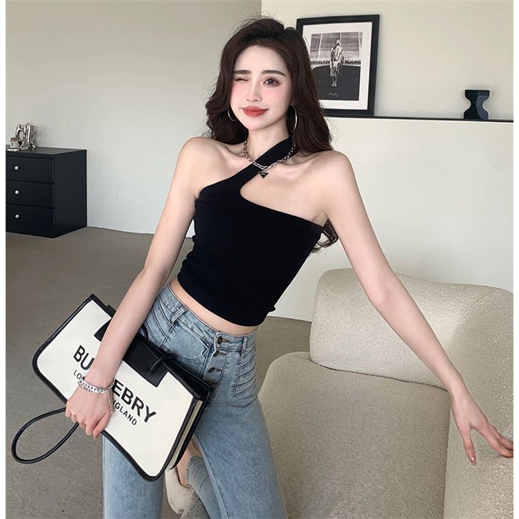 Nicebra Tanktop Kamisol Korean Wanita Crop Tanktop One Shoulder 1090