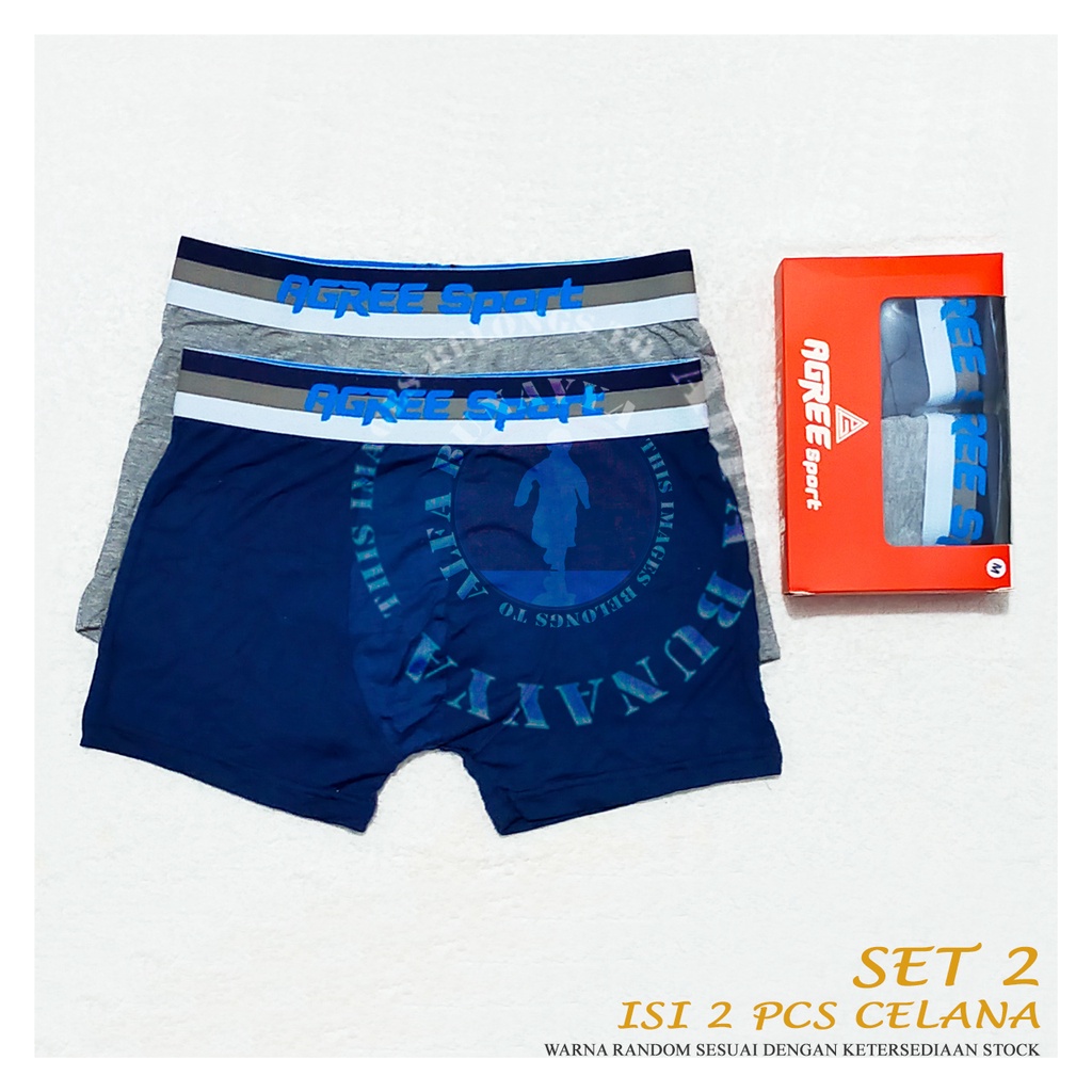 2 Pcs Celana Dalam Pria AGREE SPORT BOXER CD Underwear Pakaian Dalam AB66AGS10