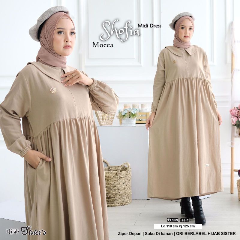 MIDI DRESS LINEN POLOS SHOFIA BY HIJAB SISTER