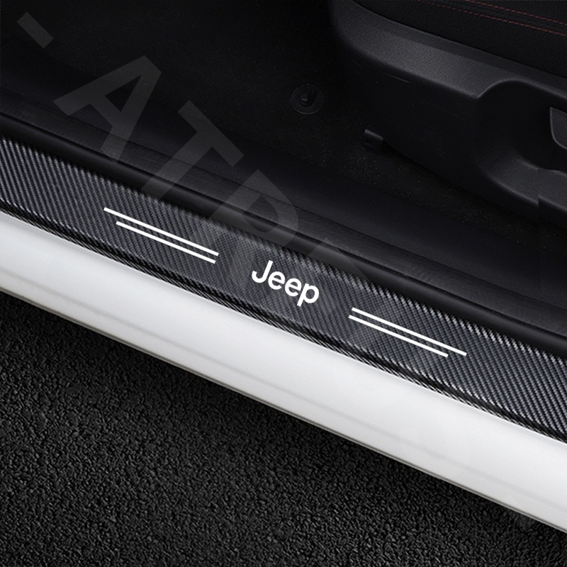 Stiker Strip Carbon Fiber Pelindung Pintu Mobil Jeep Renegade Compass 2022 Willys Wrangler jk Cherokee x