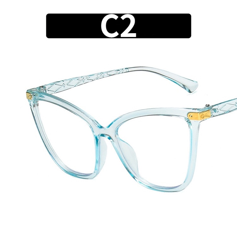 Kacamata Cat Eye Oversized Anti Blue Light Gaya Retro Untuk Wanita