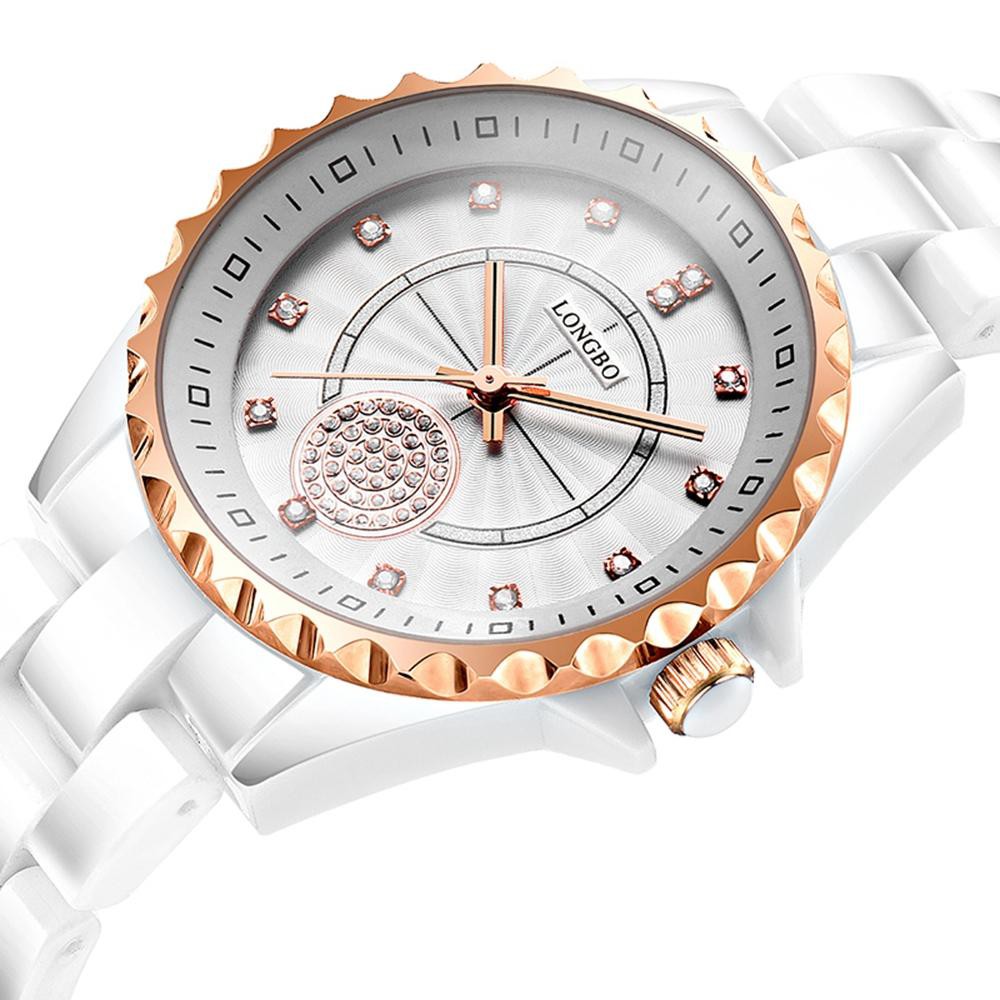 Longbo 80027 Jam Tangan Wanita Casual Bisnis Elegan Fashion 2018 Stainless Steel Ceramic PU