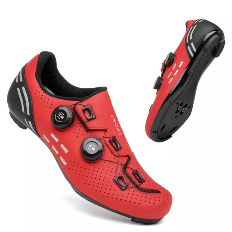 Sport Sepatu Sepeda Multi Cleat Roadbike MTB 2 BOA Bicycle Shoes Cleats Sepatu Gowes Cleat Sepeda Road bike MTB Red