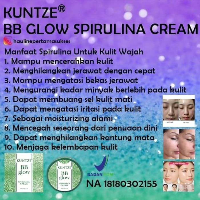 RR KUNTZE BB GLOW SPIRULINA CREAM ORIGINAL BPOM   BB GLOW KUNTZE Mantap
