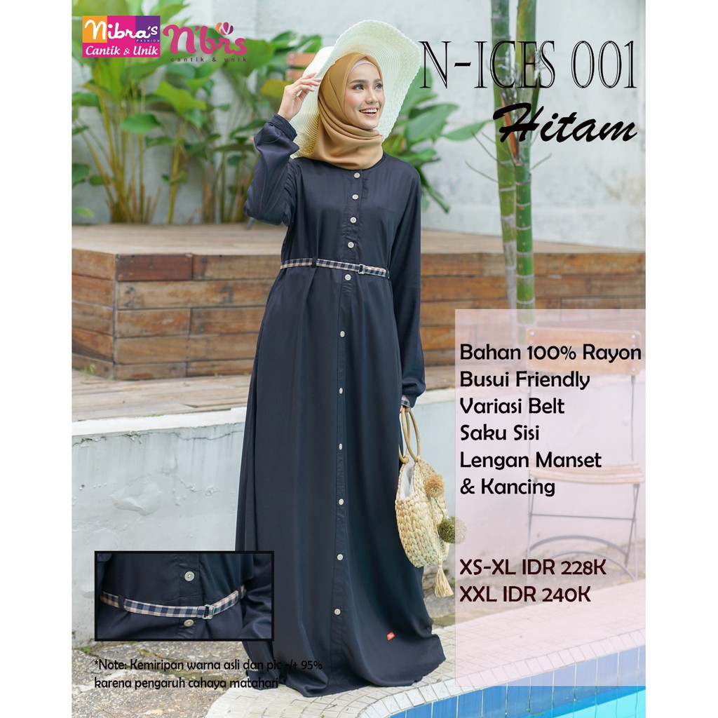 NIBRAS GAMIS N-ICES 01  BAHAN RAYON CRSTRETCH PAKAIAN MUSLIMAH SYARI TRENDY MODERN