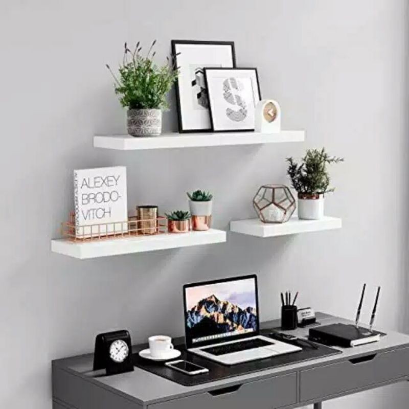 FLOATING SHELF SET AMBALAN RAK DINDING DEKORASI RUMAH