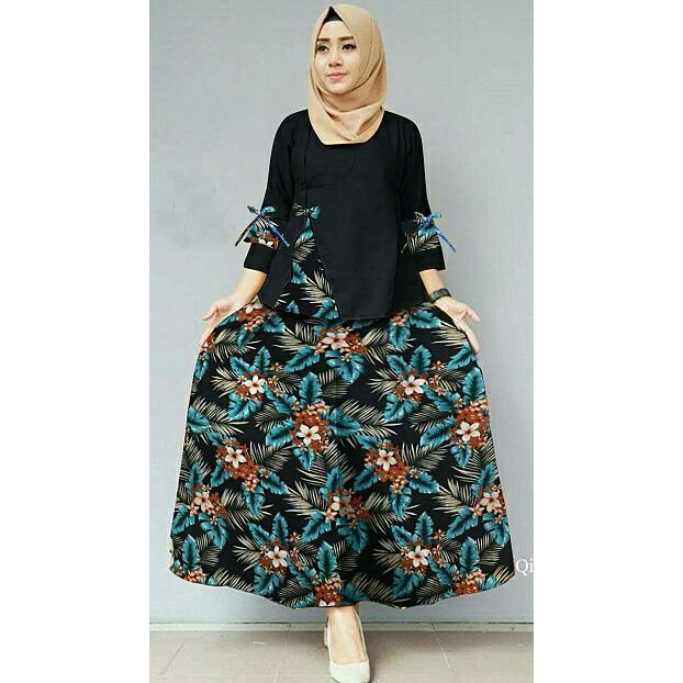 HOT SALE Set rok marisa hitam fashion wanita stelan baju muslim