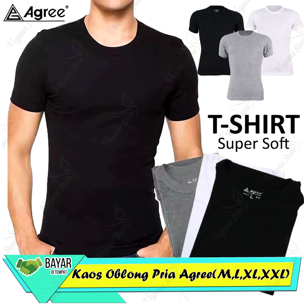 Kaos Oblong Pria Agree/Kaos Dalam SInglet Pria/Body Shirt/T-Shirt Comfort Super Cool (M,L,XL,XXL)