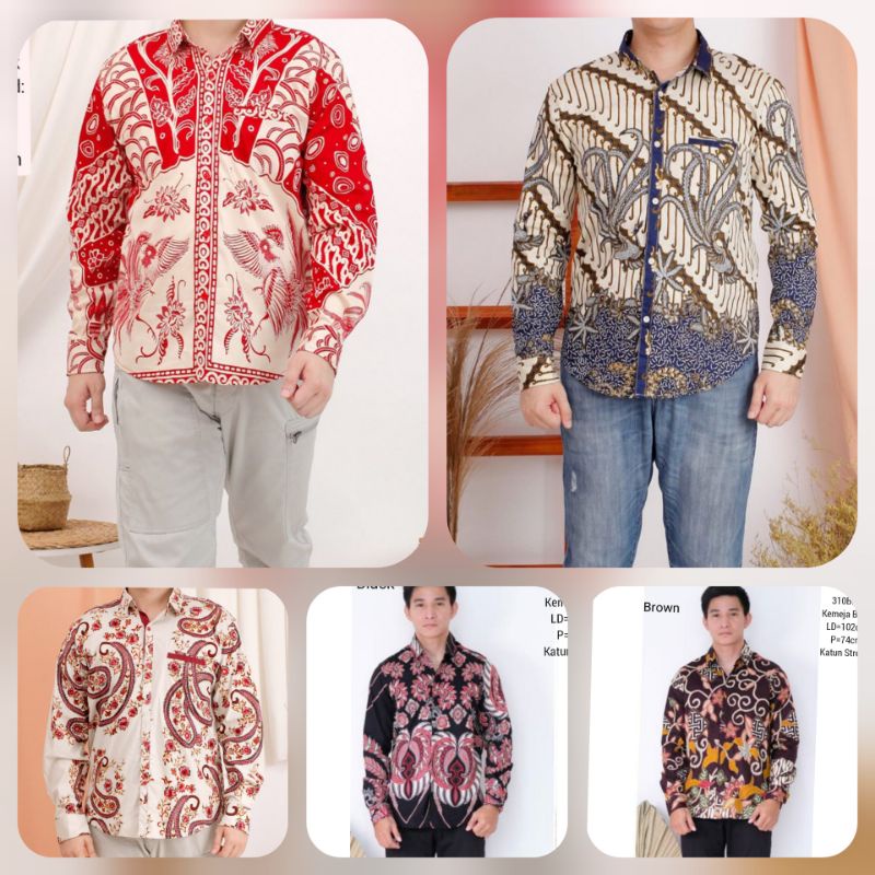 Kemeja Batik Pria Lengan Panjang 021 Baju  Kerja Kantor Cowok Murah Berkualitas