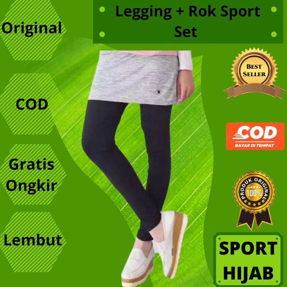 Legging Leging Lejing + Rok Bawahan Sport Sports Sporty Olahraga Wanita Cewek Muslim muslimah Kekini