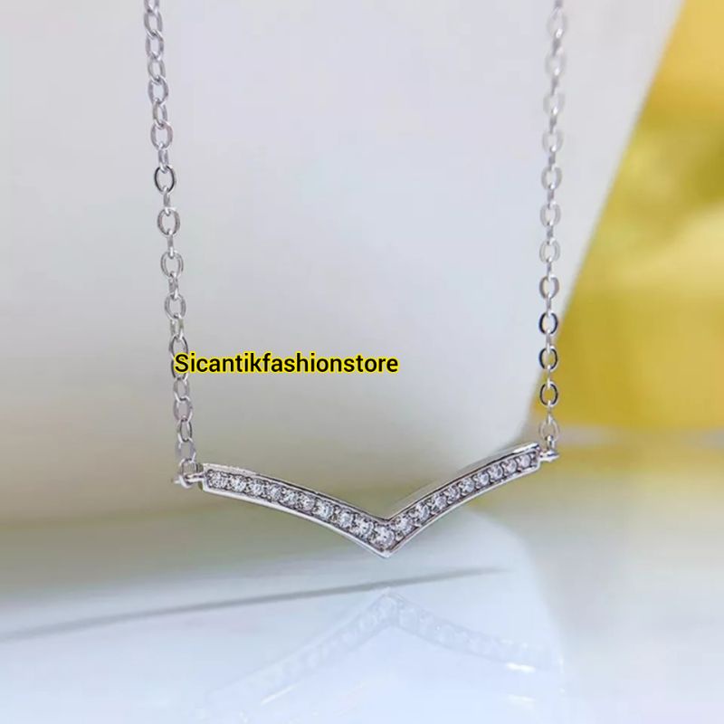 Kalung Fuji Titanium Silver Anti Karat Selamanya Fashion Wanita Kalung Wanita Korea Kalung Fuji Terlaris Kekinian Terbaru Kalung Titanium Wanita