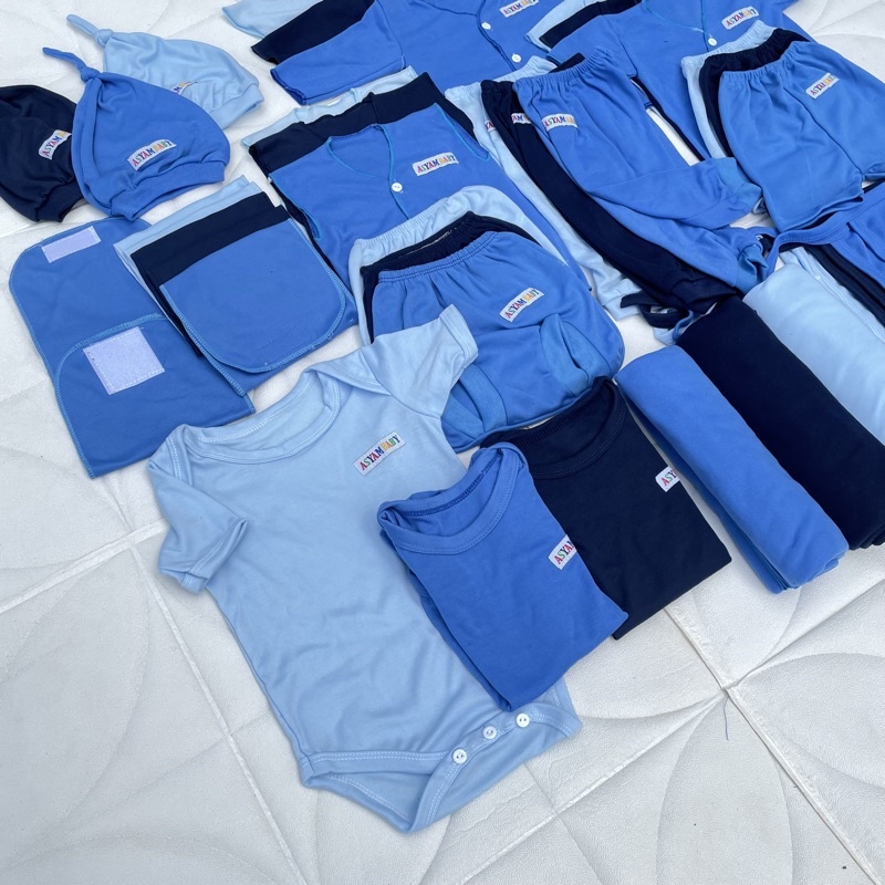 39 PCS Paket Hemat Perlengkapan Bayi Baru Lahir Baju Bayi Celana Bayi Set Lahiran Bayi Hampers Bayi Baru Lahir Gift Hadiah Bayi DNW BABY-39 PCS SERU BIRU