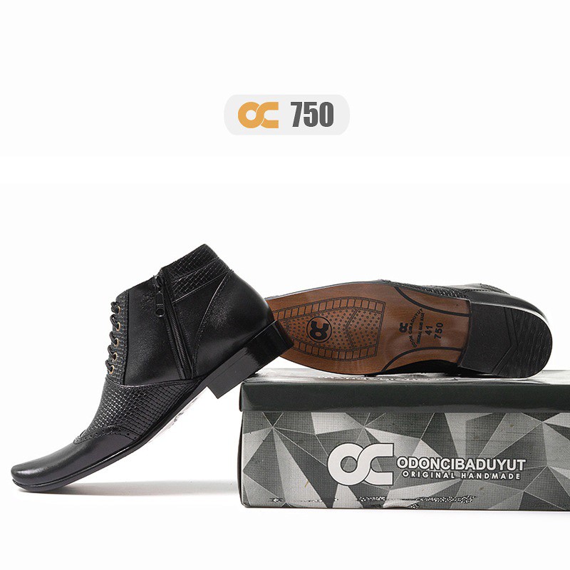 SEPATU KULIT PRIA  ODON CIBADUYUT OC-750 HITAM TALI MODEL OXPORD KEKINIAN