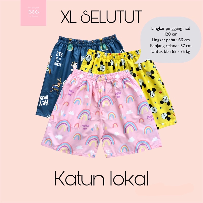 XL SELUTUT Celana pendek wanita katun celana santai