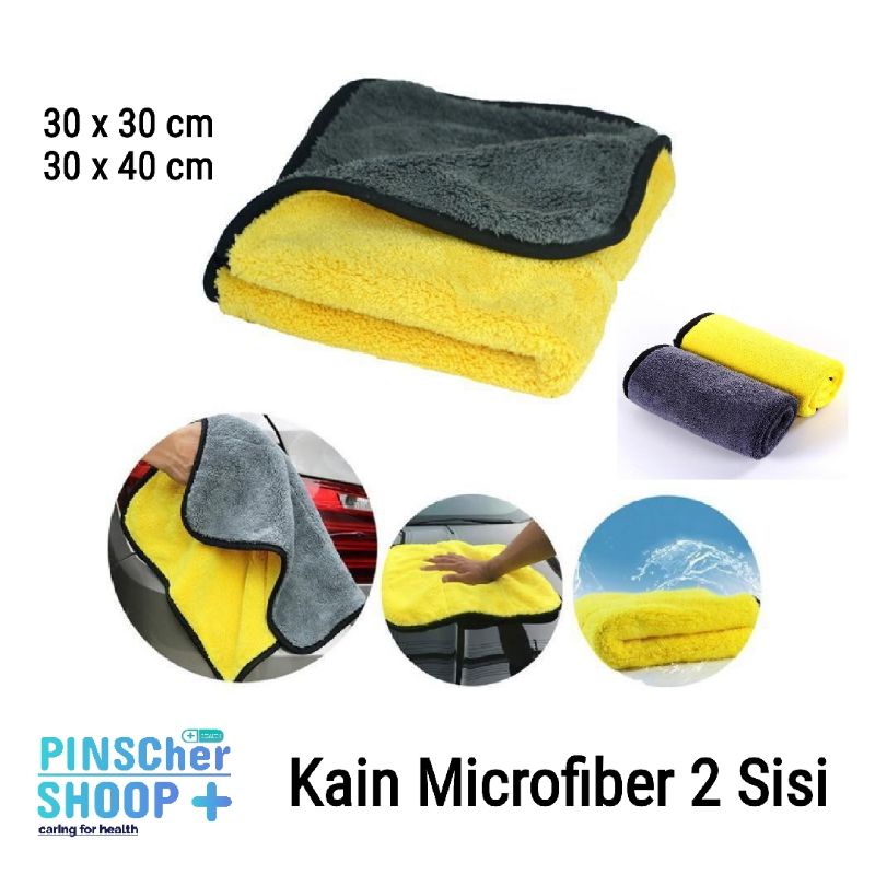 Kain Lap Microfiber 2 Sisi Tebal Kain Lap Lembut Grey Yellow