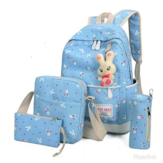 Tas Anak Rabbit 4in1 Free tempat pensil/Tas Anak Sekolah TK SD/Tas Ransel/Tas Punggung Anak