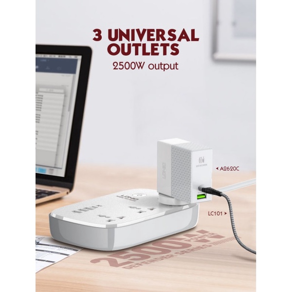 LDNIO SCW3451 DEFENDER SERIES - WiFi Smart Power Strip 3 Socket Universal dengan 4 USB Port