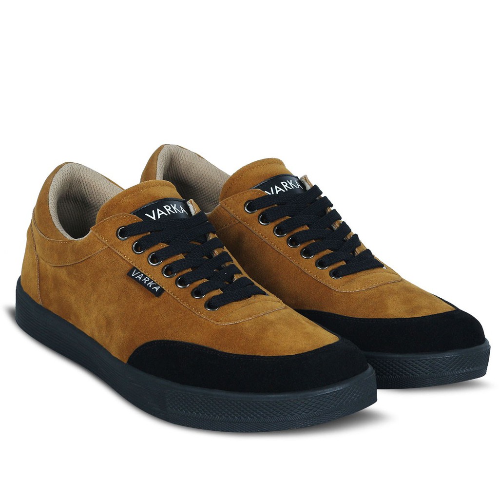 Sepatu Sneaker Pria Terbaru V 627 Brand Varka Sepatu Kasual Pria Warna Tan Hitam