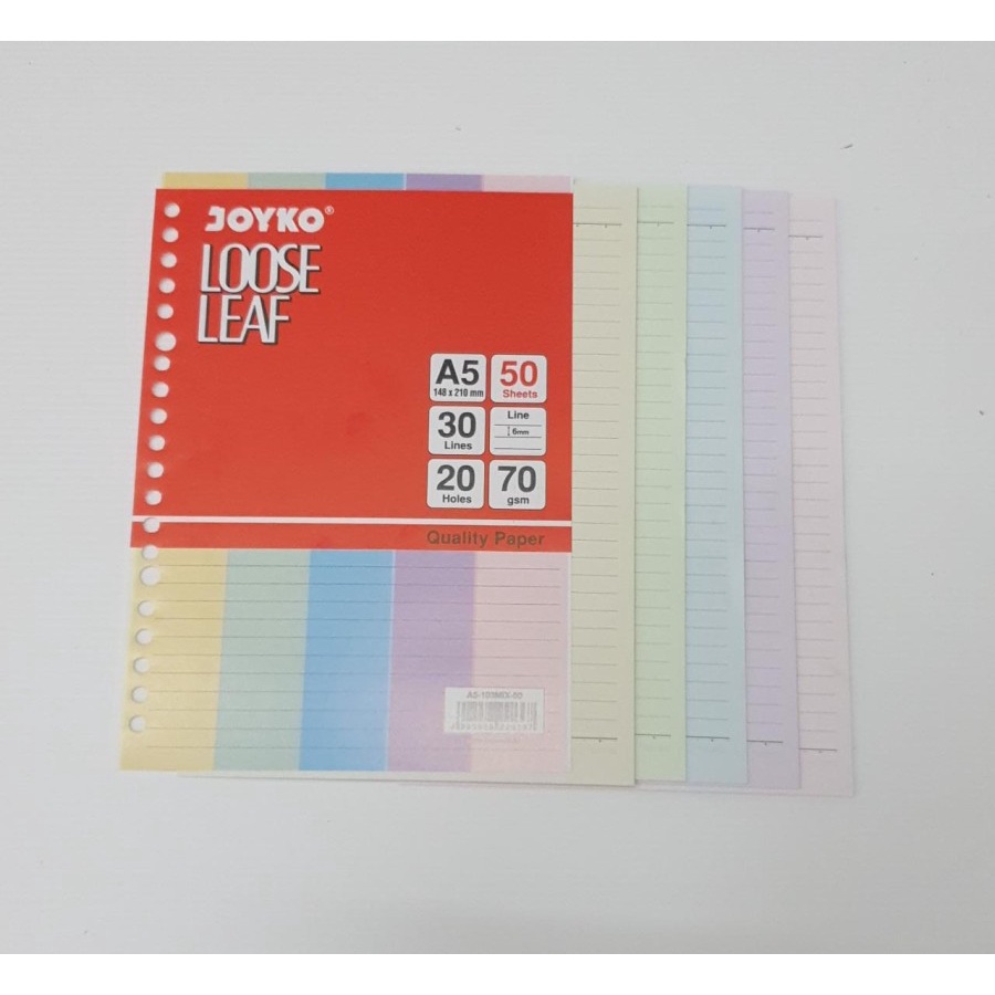 

KERTAS LOOSE LEAF JOYKO A5-103 | 50 LEMBAR CAMPUR WARNA