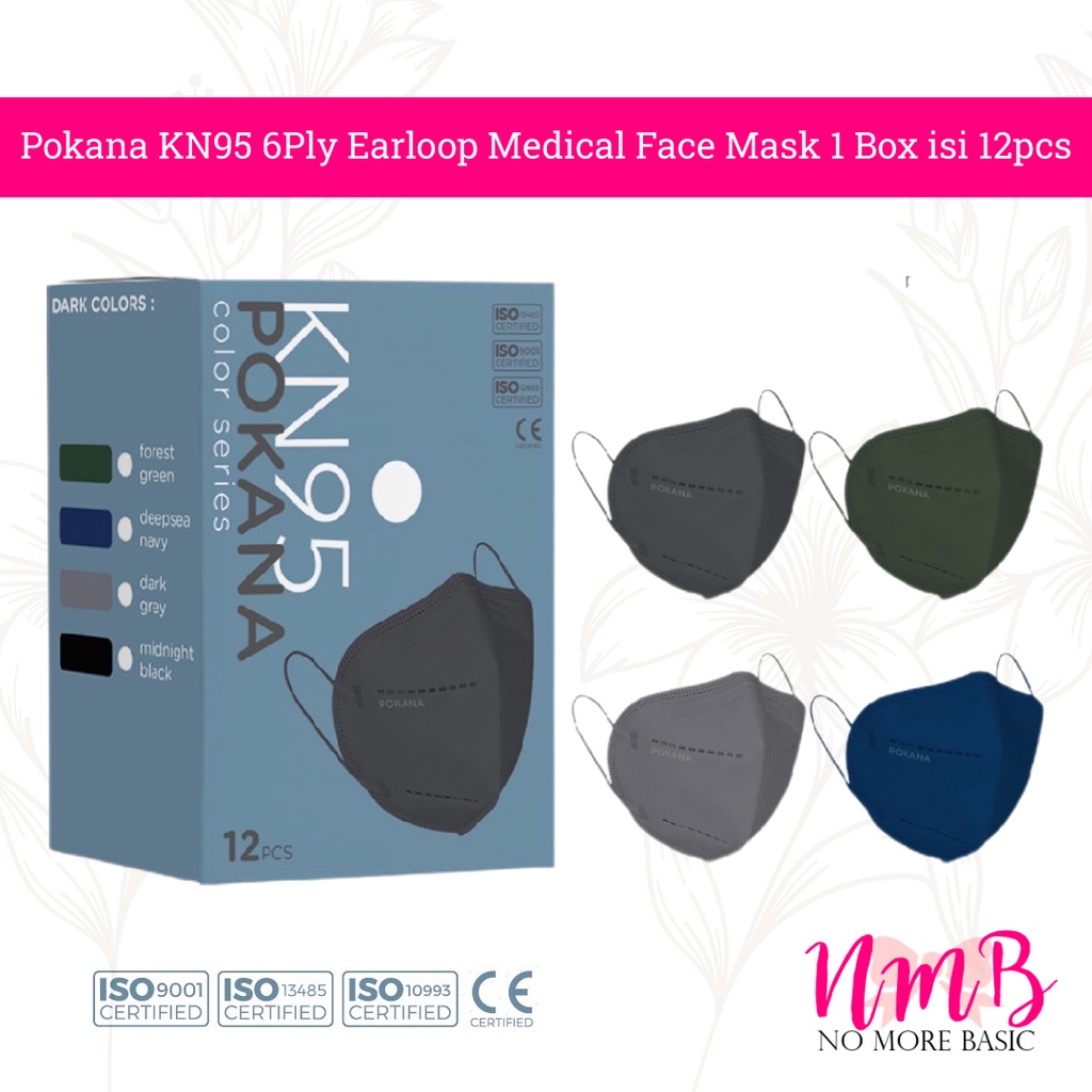 Masker Pokana KN95 6ply Earloop Medical Face Mask Adult 1 Box isi 12 Masker KN95 Dewasa POKA