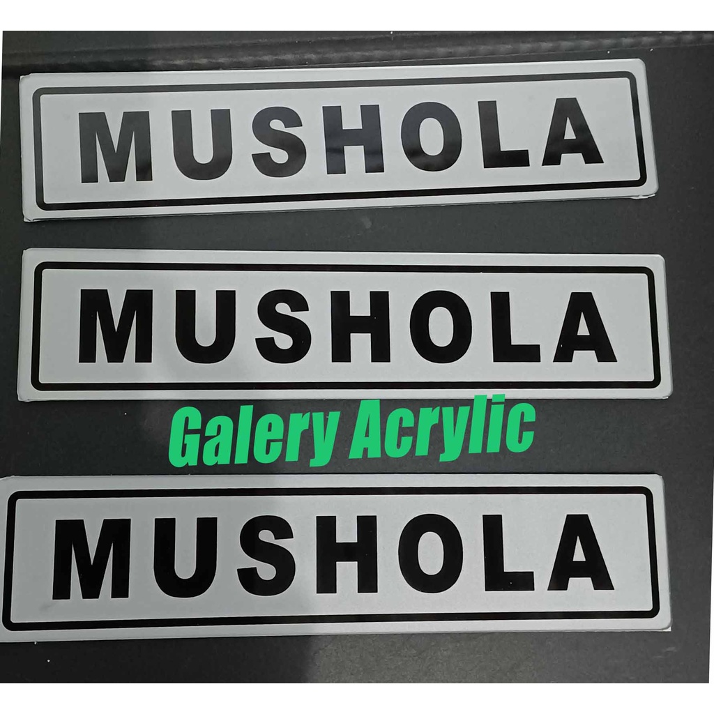 

Papan Ruangan Sign Label acylic MUSHOLA SILVER