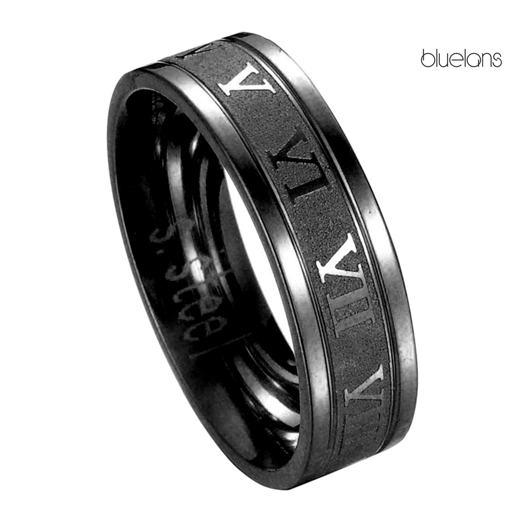 Bluelans Punk Ring Creative Unisex Titanium Steel Roman Numerals Ring Gift Daily Life