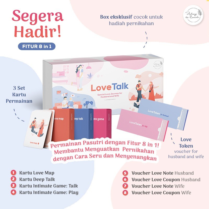 Permainan Kartu Pasutri Couple Games LOVE TALK 8 in 1 Permainan Kartu Suami Istri Kado Pernikahan An