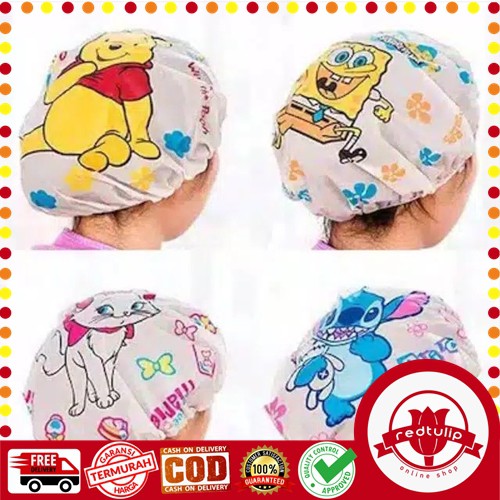 Shower Cap Karakter Kartun Topi Mandi Lucu WaterProof