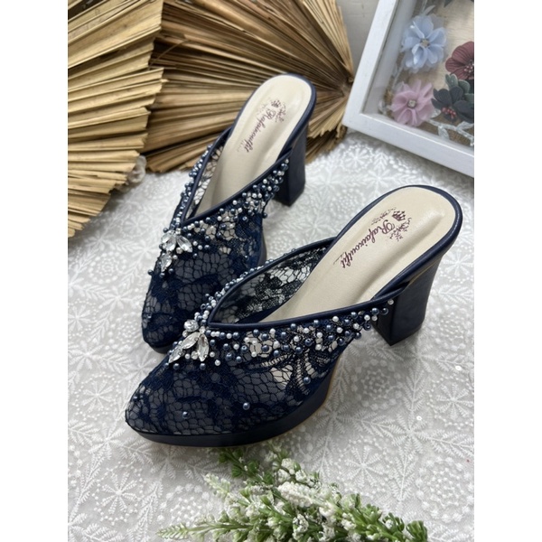 rafaizoufit sepatu wanita yohana navy tinggi 9cm tahu