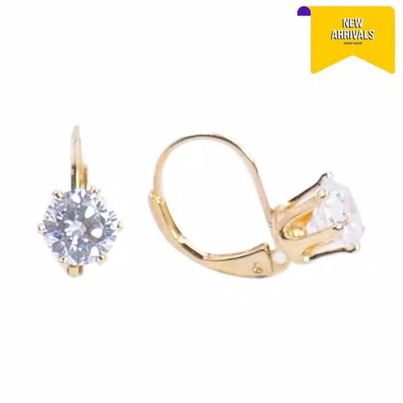 XUPING ANTING DESI PERMATA ZIRCONIA/ANTING JEPIT/EARRING KLIP LAPIS EMAS 18K